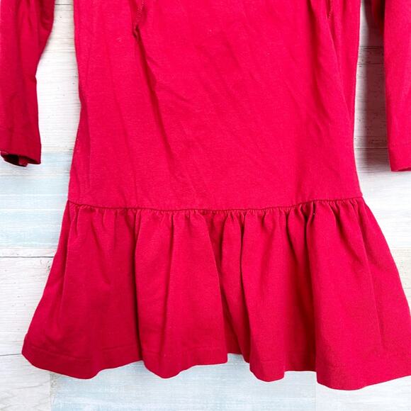 Ralph Lauren Ruffle Drop Waist Dress Red Jersey Knit Toddler Girl 18M 18 Months - Picture 3 of 10